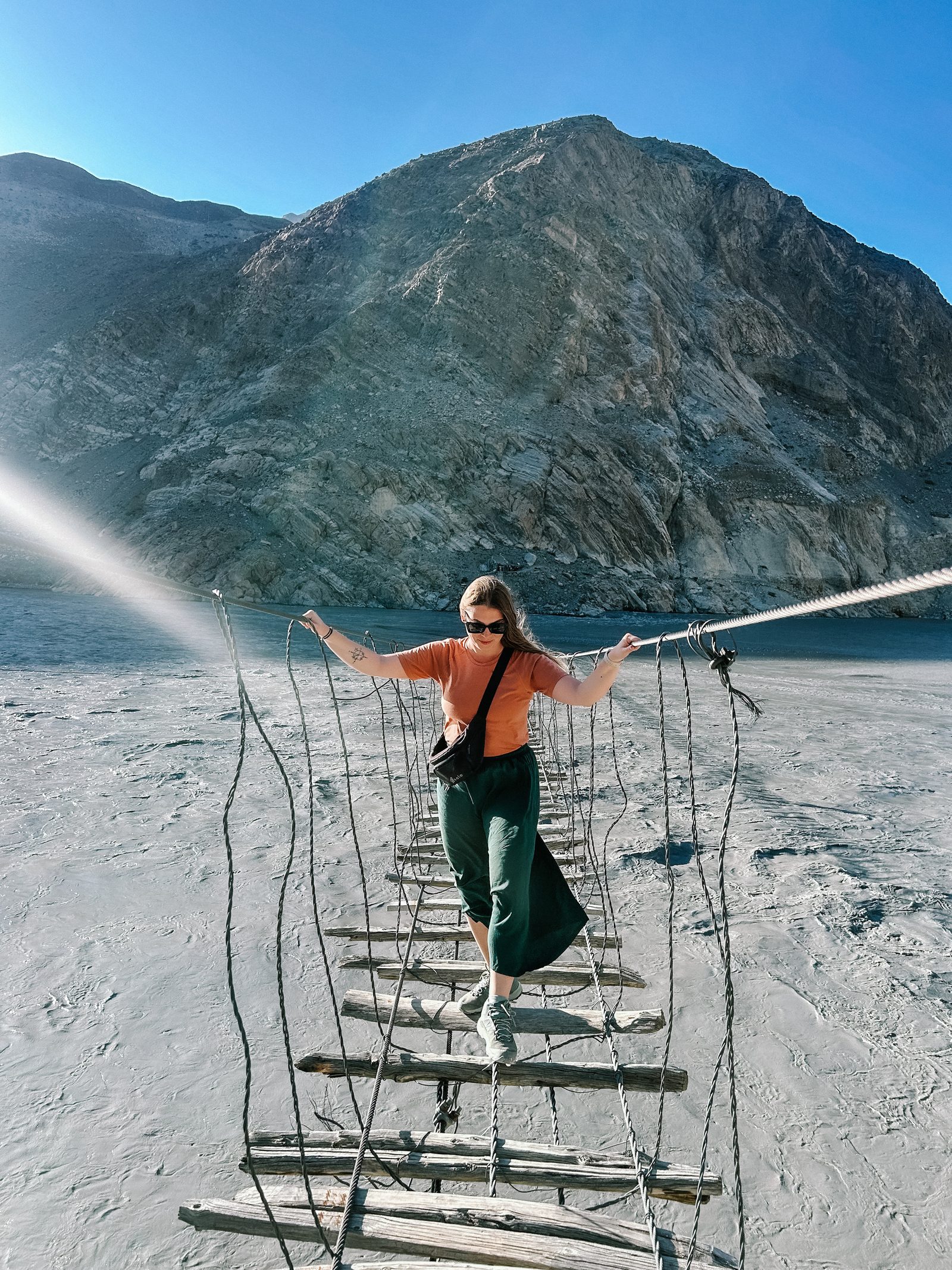 Suspension bridge near the Passu Cones